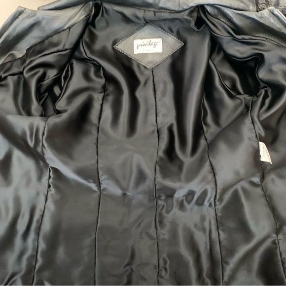 Vintage 90s Privilege Paris Black Leather Zip Up Jacket North Beach Goth Small - Picture 15 of 16